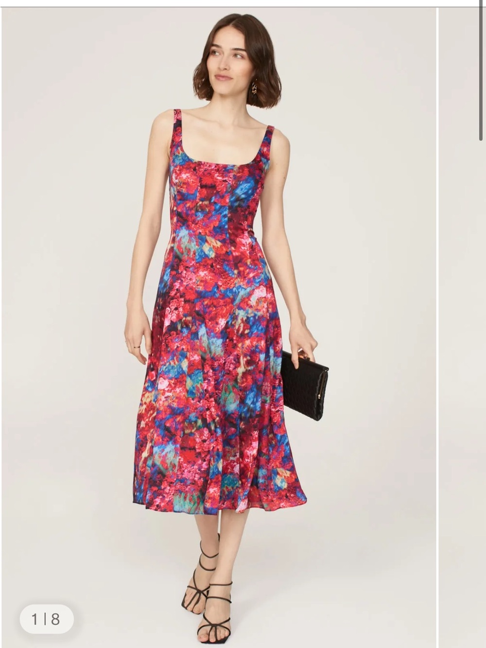 19” bust, 0, Donna Karan black label, recycled poly water colour tea length dres
